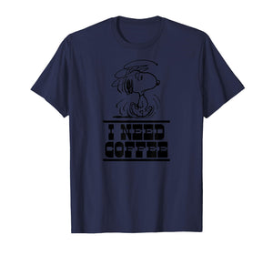 Snoopy I Need Coffee Design T-Shirt