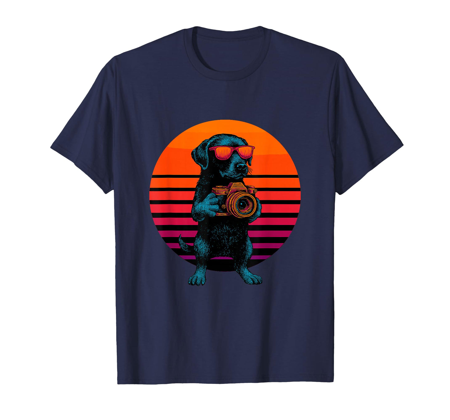 Retro Dog with Camera Artistic Photographer T-Shirt