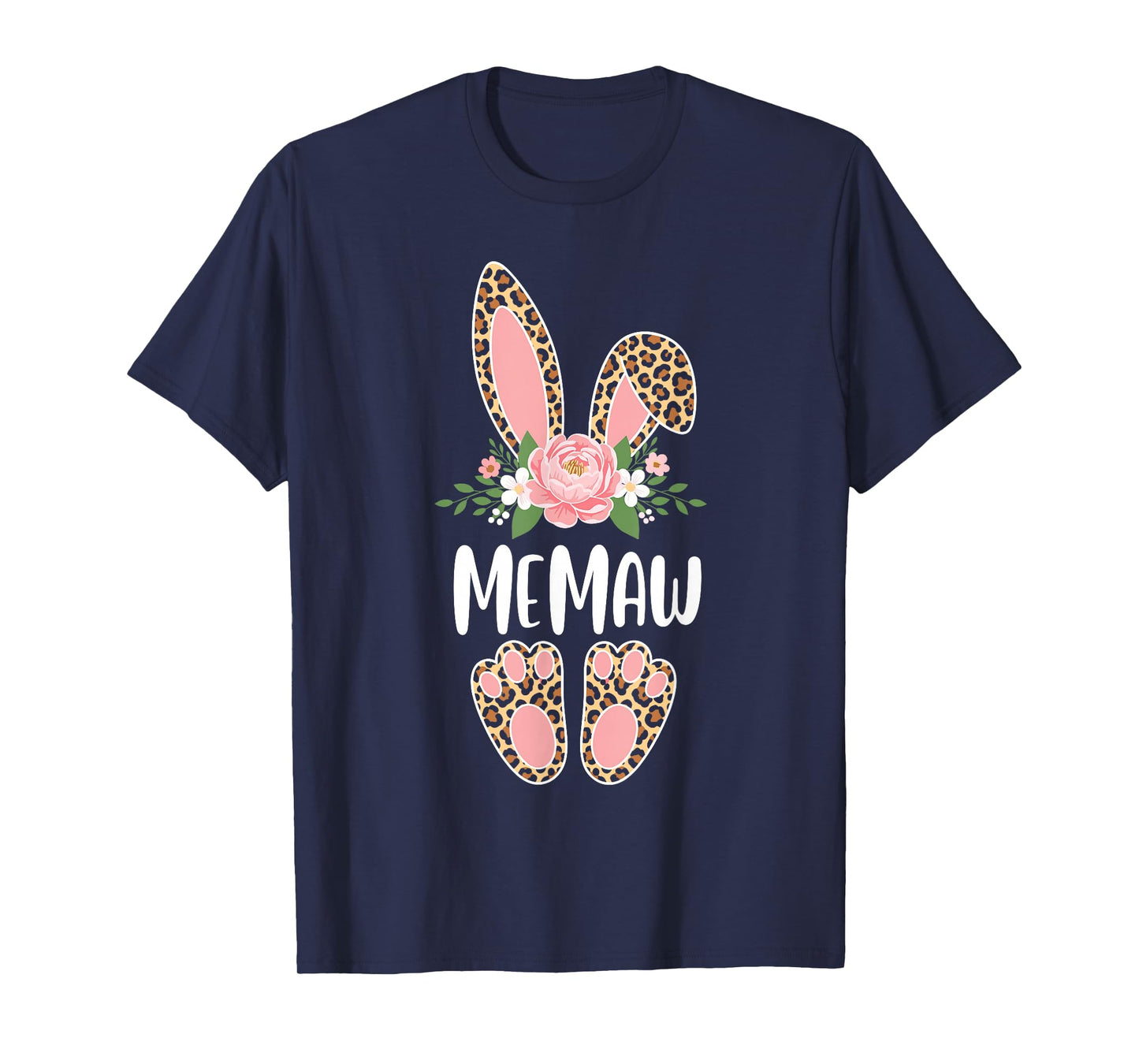Floral Leopard Memaw Bunny Happy Easter Spring T-Shirt