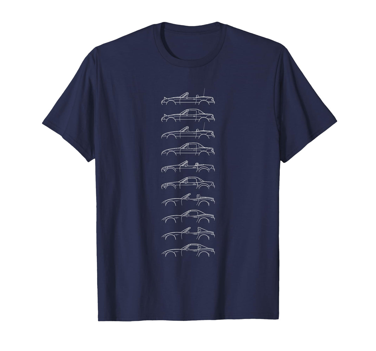Every Miata Ever! NA NB NC ND Convertible T-Shirt