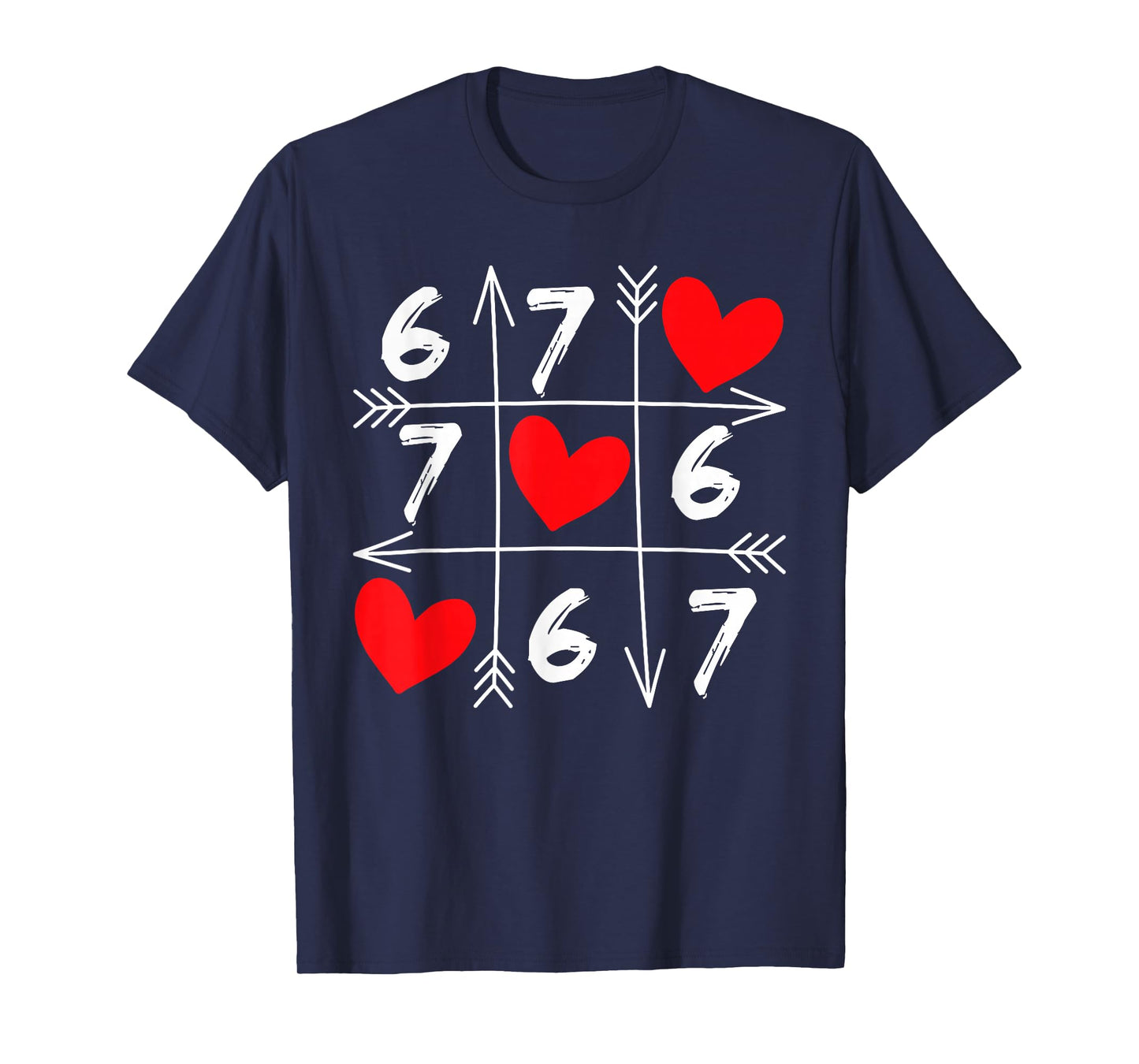 Six Seven 67 Meme 6 7 Valentines Day Heart Men Women Kids T-Shirt