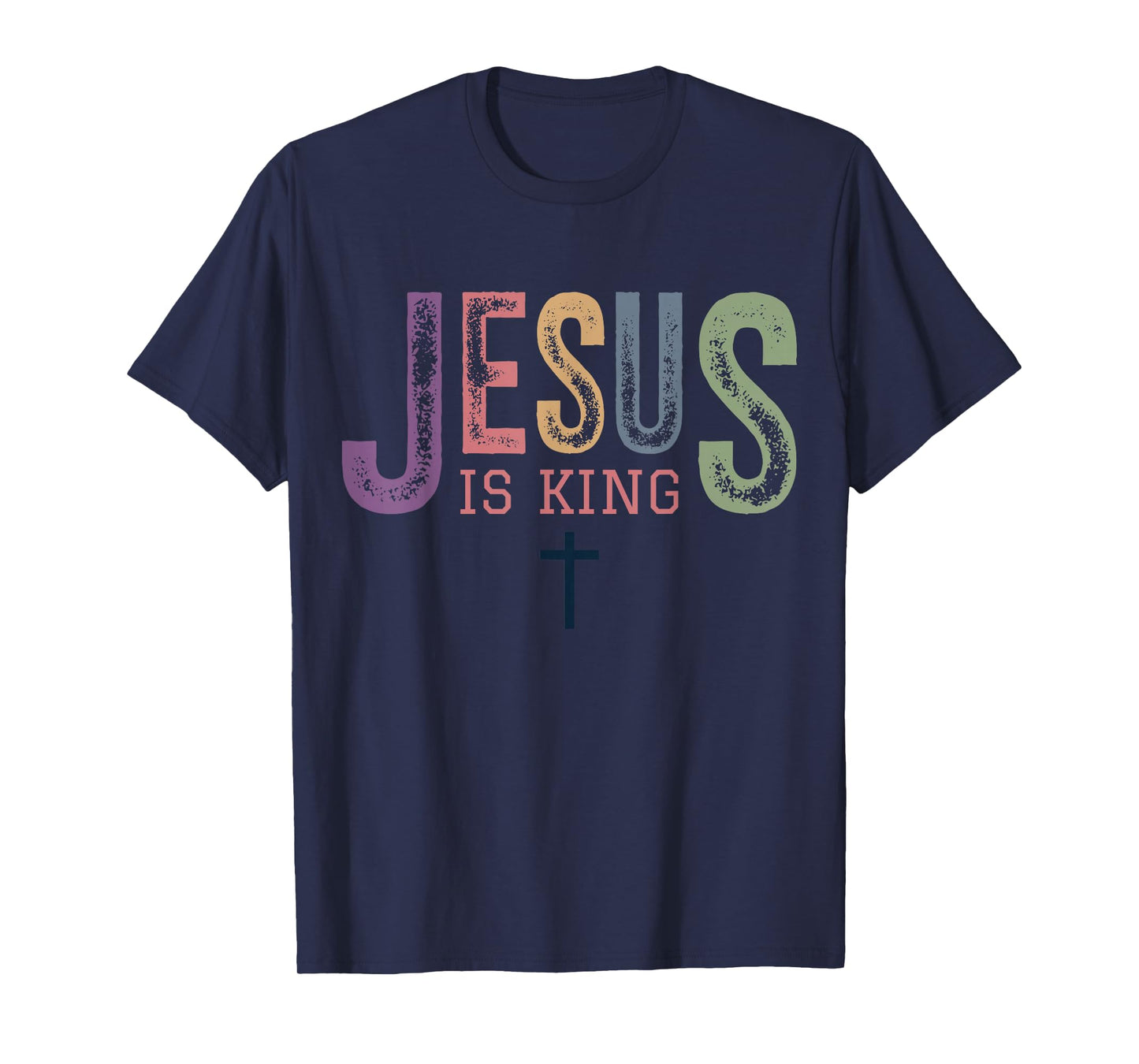 Jesus is King Cross Subtle Christian Minimal Religious Faith T-Shirt