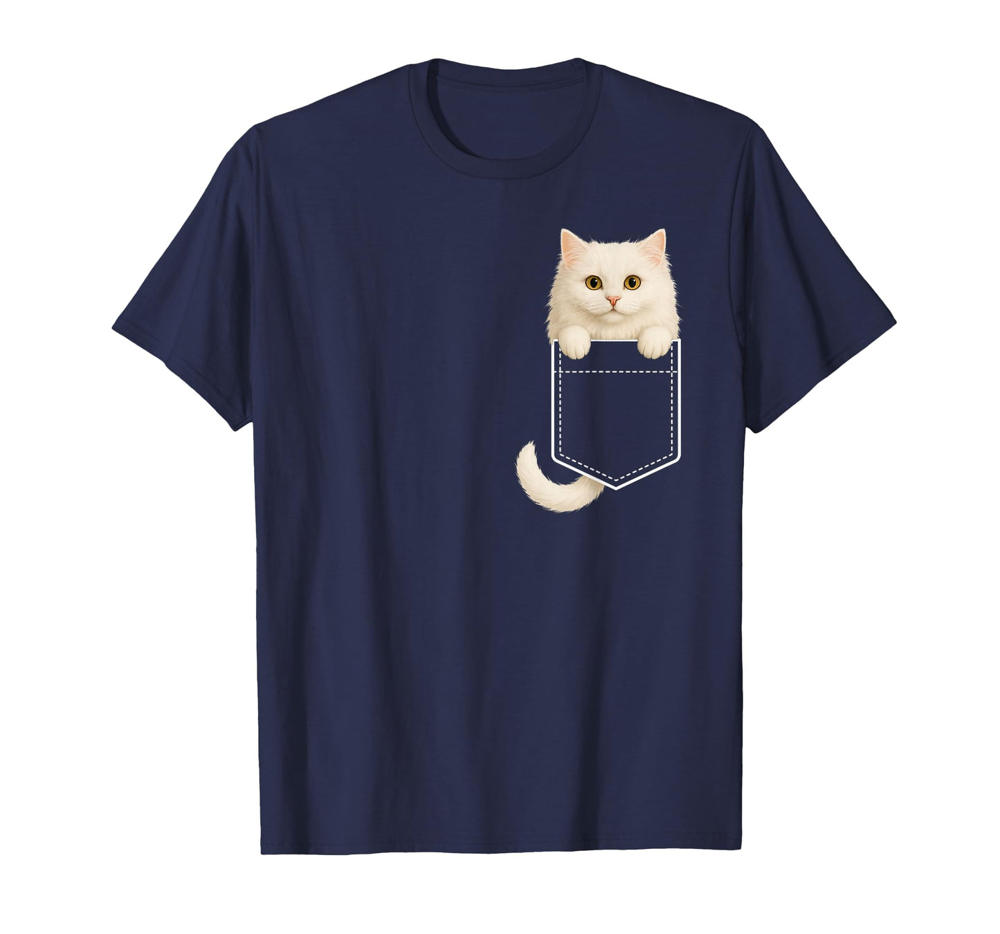 Funny Fluffy White Cat Feline Lover for Women Men Adult Kids T-Shirt