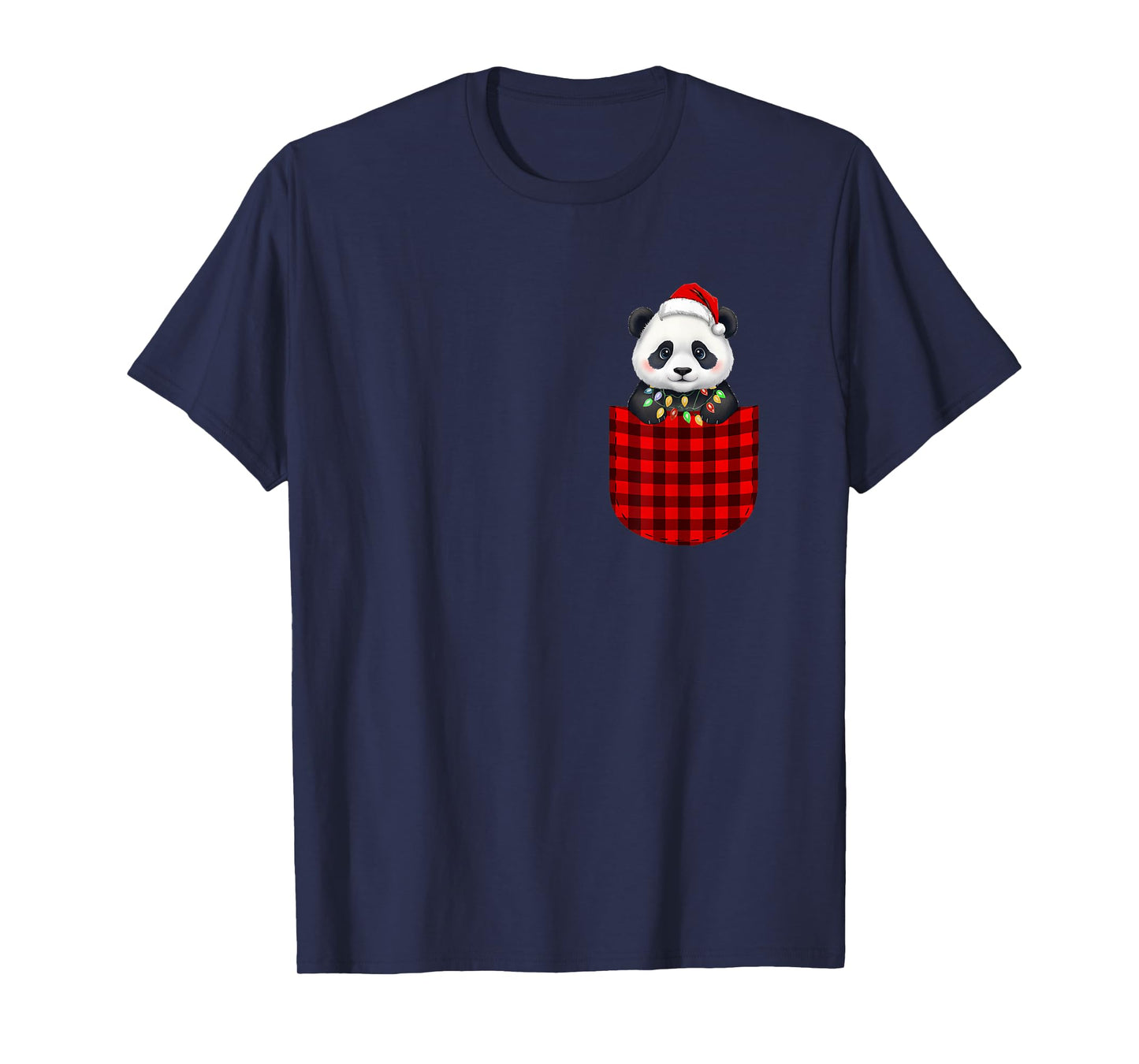 Panda Buffalo Red Plaid Pocket Christmas Funny Men Women T-Shirt
