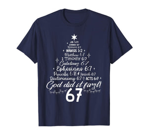 God Did It First 67 Christian Bible 6 7 Meme Christmas Tree T-Shirt