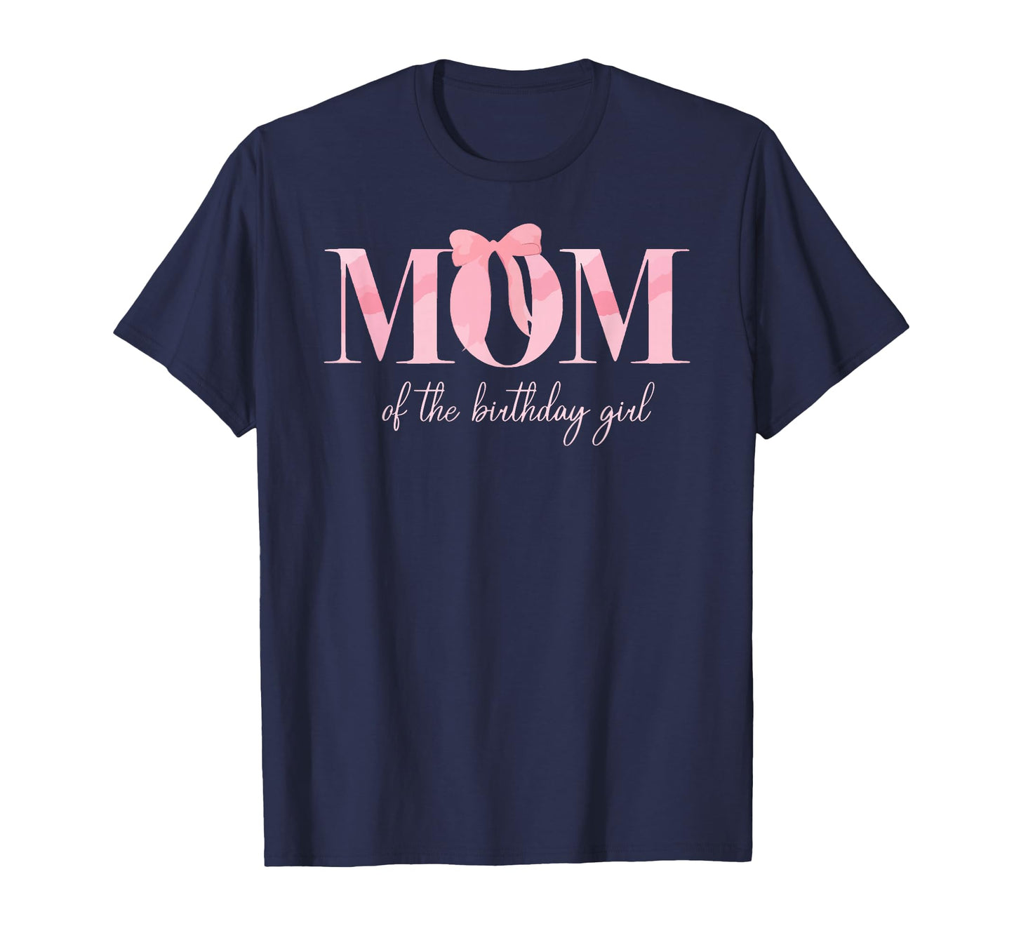 Mom of The Birthday Girl Family Pink Coquette Bow T-Shirt