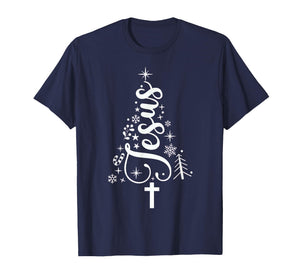 Jesus Christmas Tree Bible Verse Women Girl Kids T-Shirt