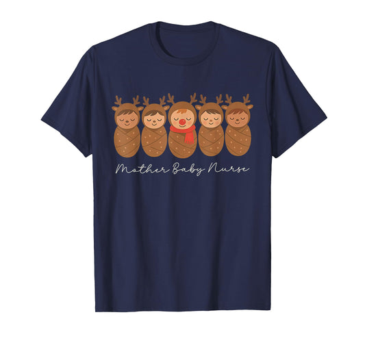 Coquette Reindeer Baby Swaddle Mother Baby Nurse Christmas T-Shirt
