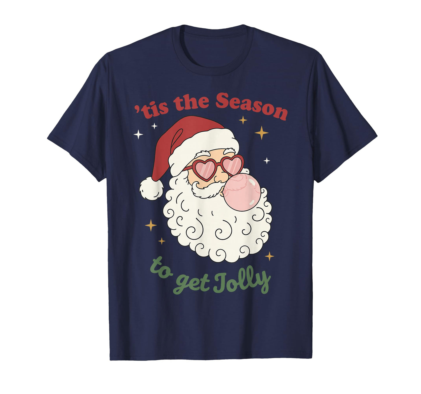 Retro Santa Claus Bubble Gum Tis The Season to Get Jolly T-Shirt