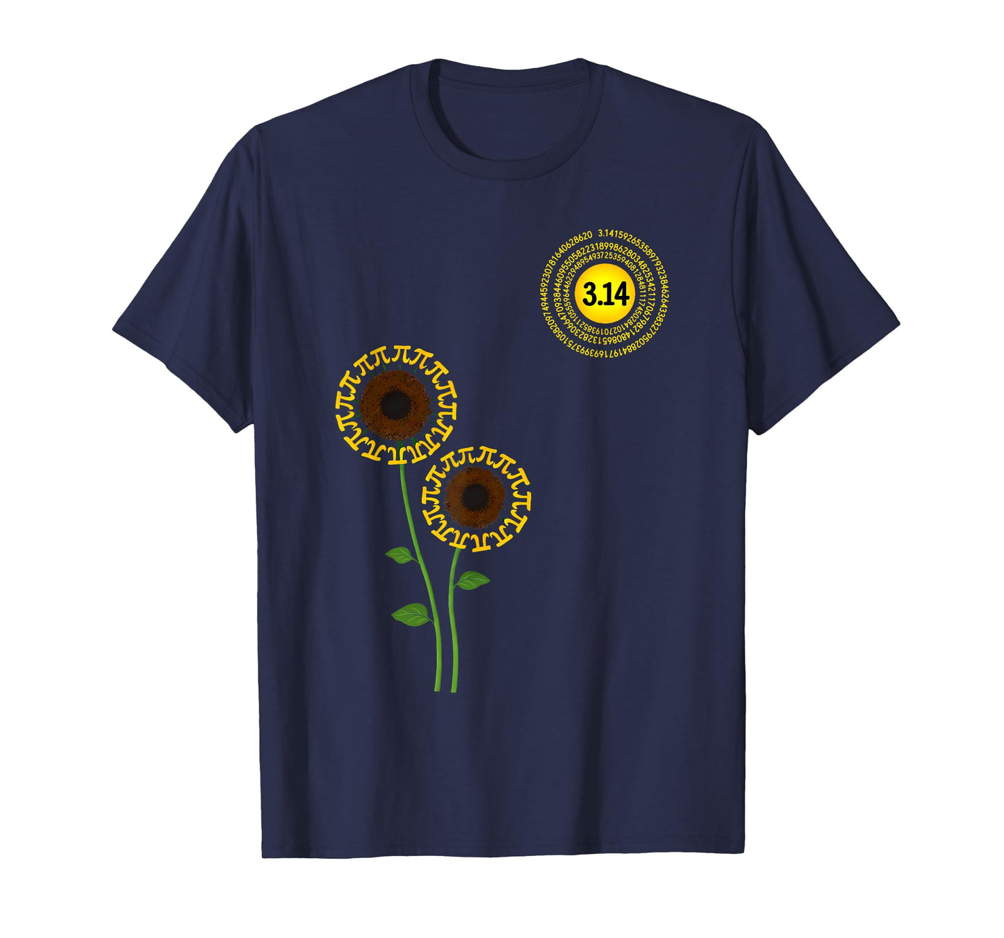 Funny Pi Day Sun Flower 3.14 Pi Number Math Teacher Kids T-Shirt