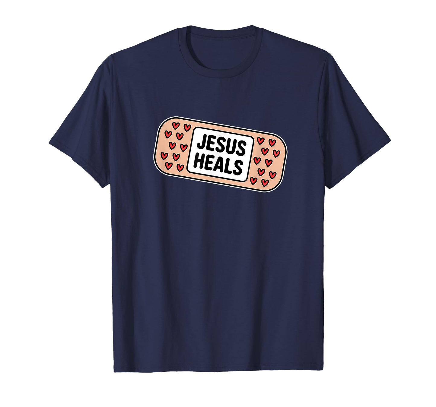 Uplifting Jesus Heals Bandage with Hearts T-Shirt