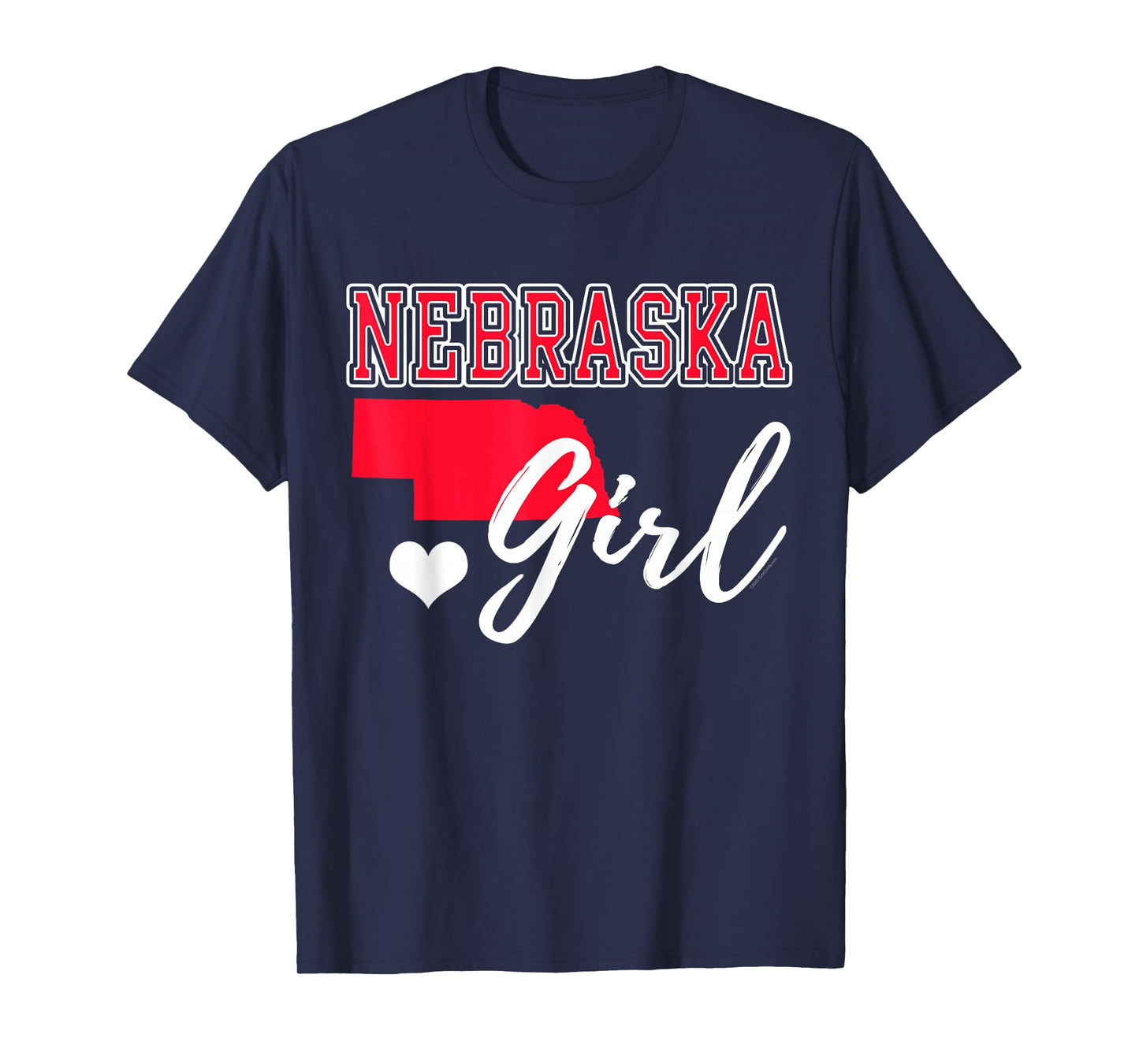 Nebraska Girl Heart Map Shape Souvenir Gift for Women Girls T-Shirt