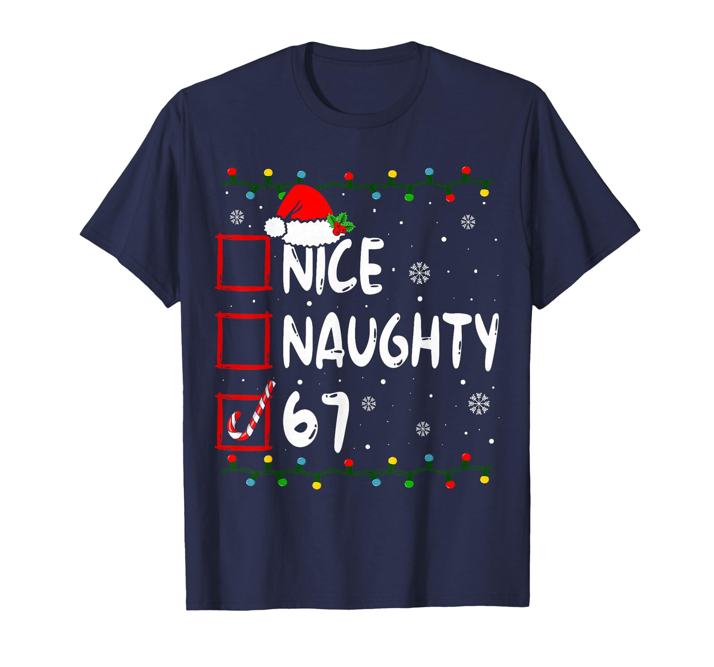 Nice Naughty 6 7 Meme 67 Christmas Six Seven Xmas Boys Kids T-Shirt