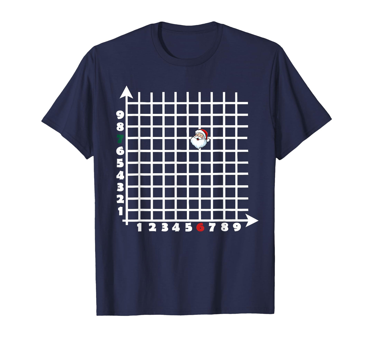 Coordinate (6,7) Funny Math Teacher 67 Math Christmas Santa T-Shirt