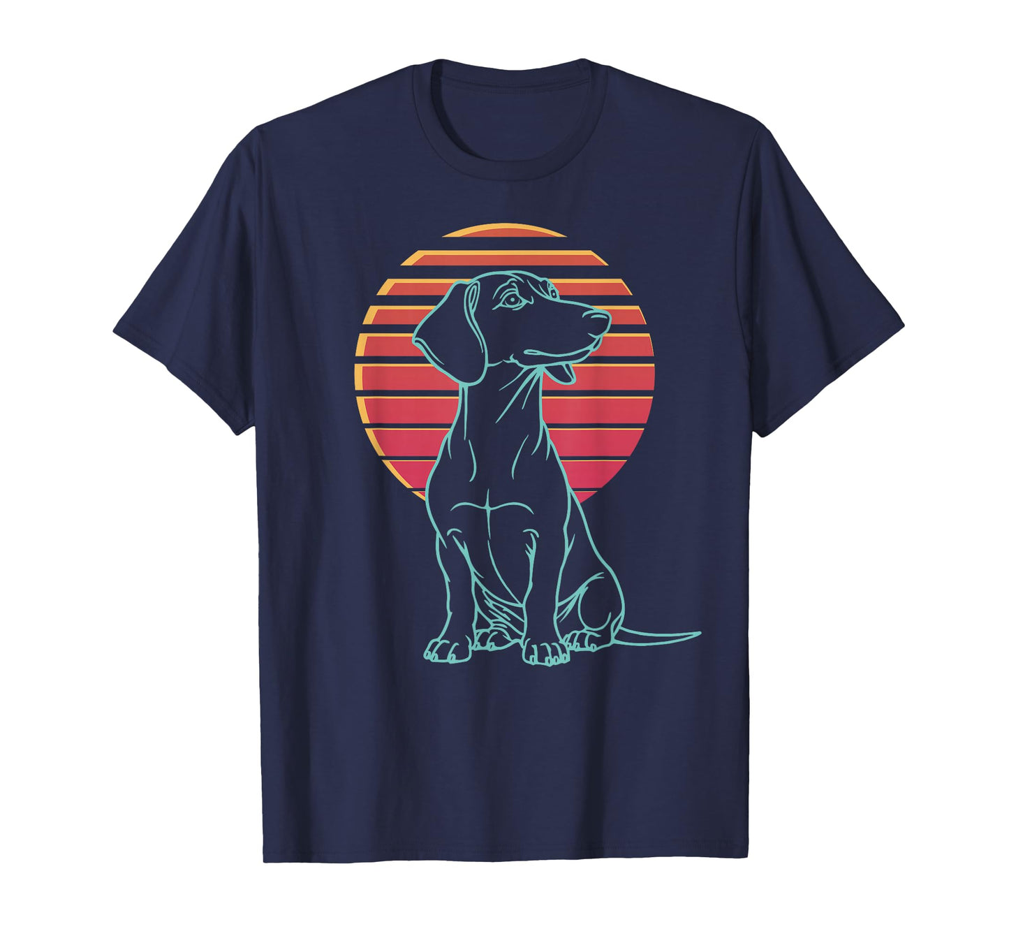 Dachshund Weiner Dog Doxie Retro Synthwave 80s T-Shirt
