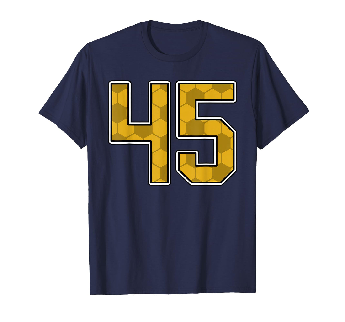 Gold Soccer Pattern Number 45 Jersey Player Uniform #45 T-Shirt