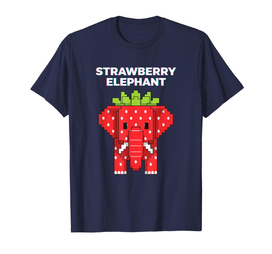 Strawberry Elephant Pixel Art Cute Jungle Animal Funny Kids T-Shirt