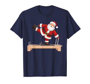 Funny Santa Doing Reformer Pilates Christmas Xmas Pilates T-Shirt