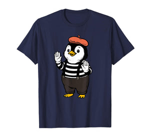 Funny Penguin Mime Design Cute French Animal Cartoon Art T-Shirt