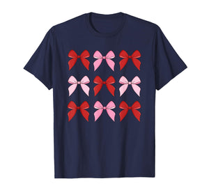 Bow Cute Graphic red and Pink Theme for Girl Women T-Shirt