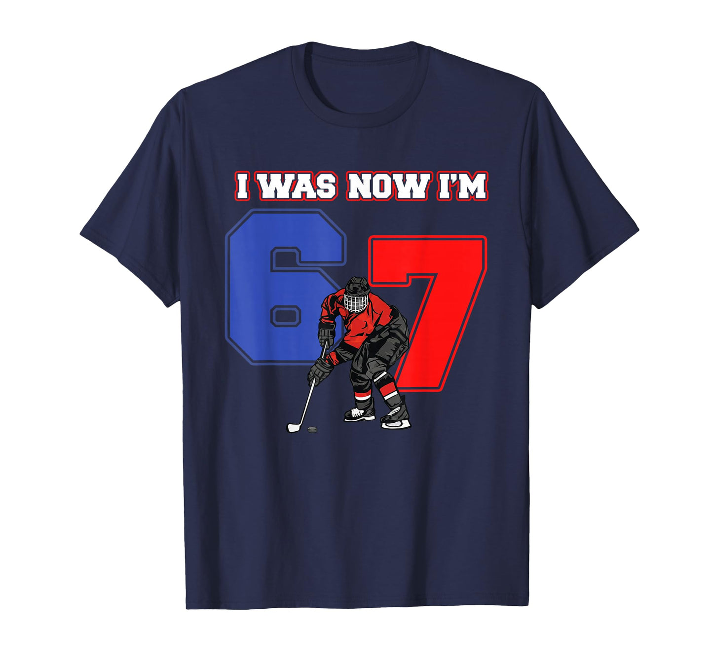 7 Year Old Birthday I was 6 Now I'm 7 Hockey Sport Lover Boy T-Shirt