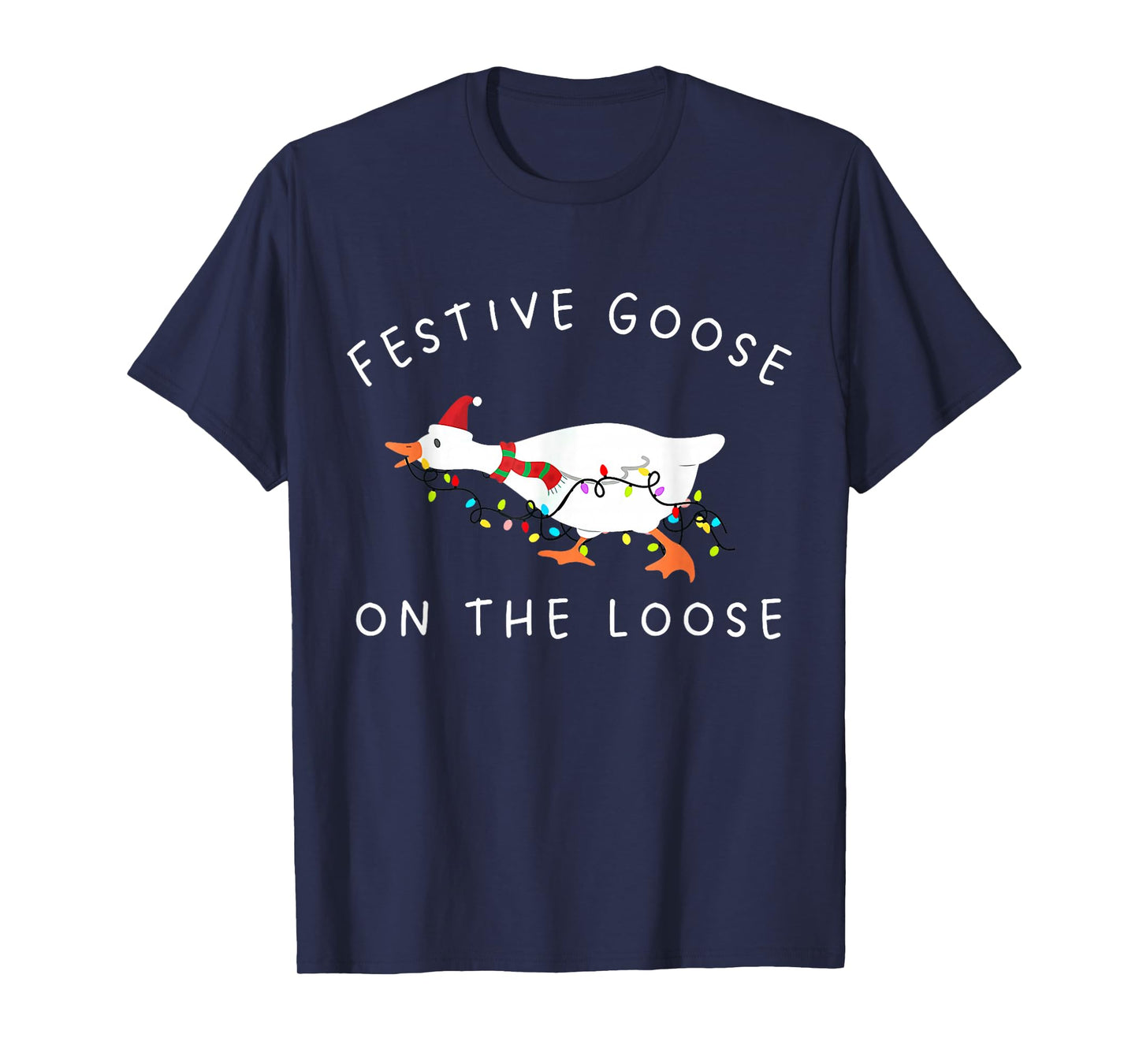 Vintage Funny Festive Goose on The Loose Christmas Retro T-Shirt