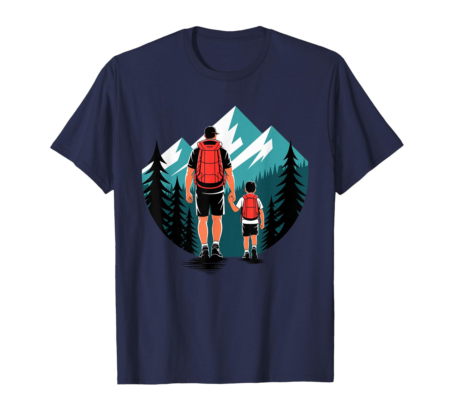 Father and Son Trail Mountain Hiking Hiker Matching Dad T-Shirt