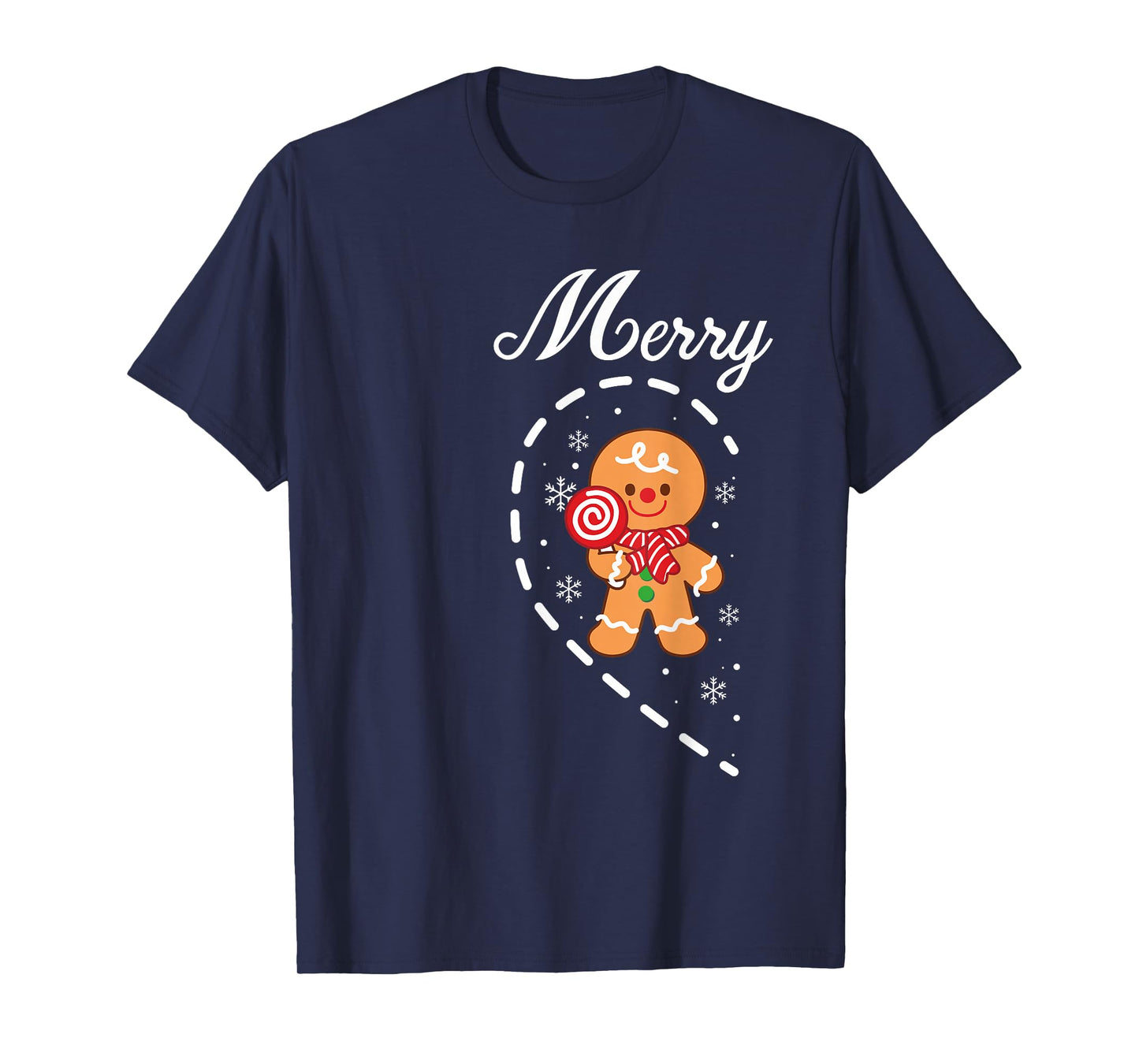 Cute Gingerbread Heart Merry Christmas Matching Couples T-Shirt