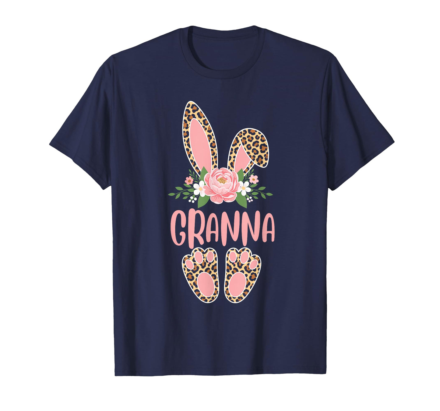 Floral Leopard Granna Bunny Happy Easter Spring T-Shirt