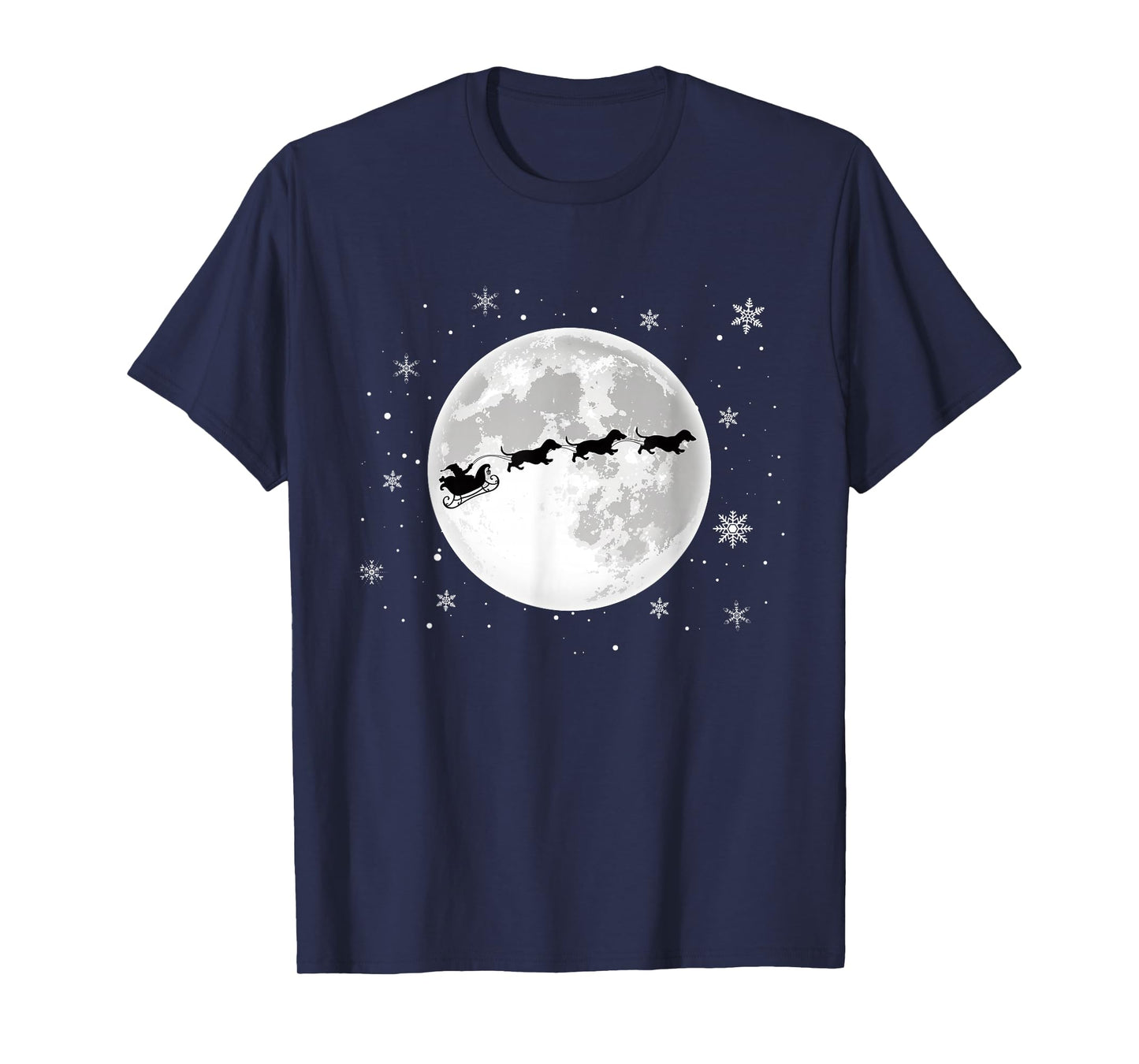 Dachshund Santa Sleigh Flying Funny Wiener Dog Christmas T-Shirt