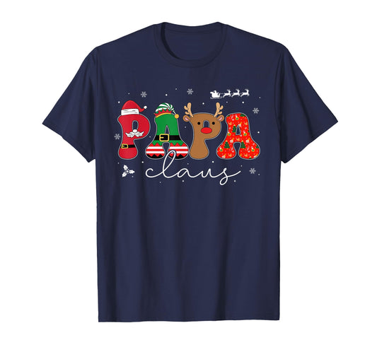 Papa Claus Shirt Christmas Lights Pajama Family Matching T-Shirt