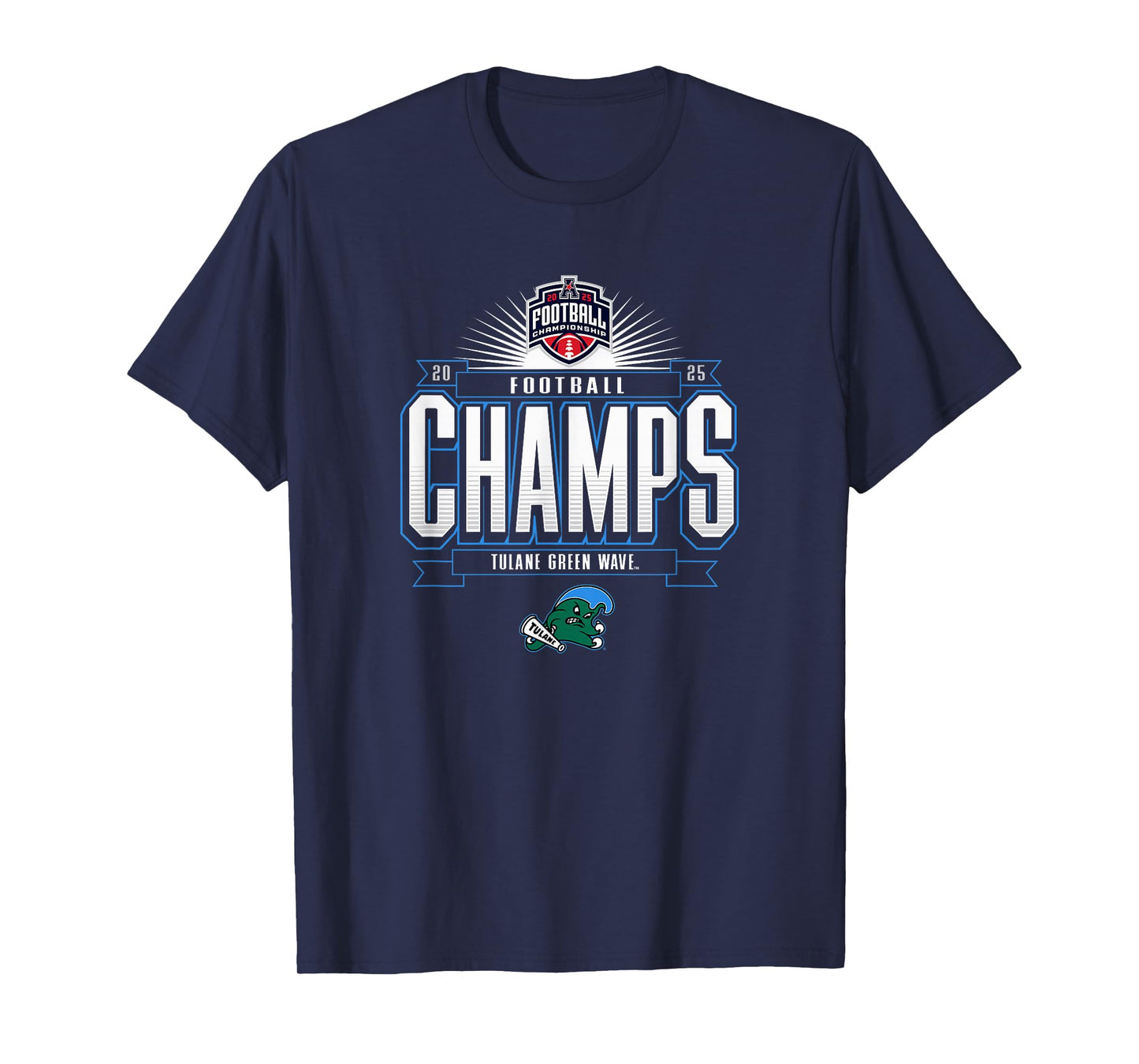 Tulane Green Wave AAC Champs 2025 Football Locker Room T-Shirt