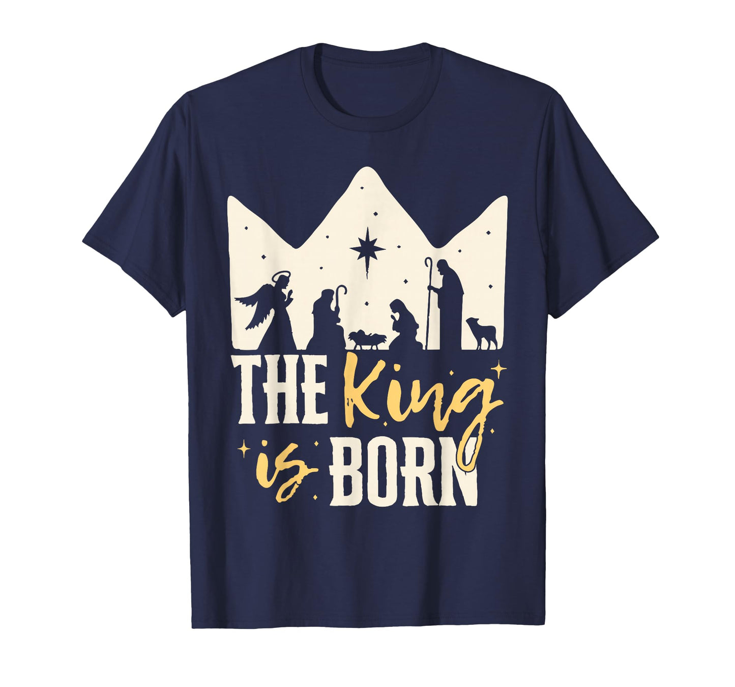 Retro The King is Born Jesus Christ Nativity Scene Christian T-Shirt