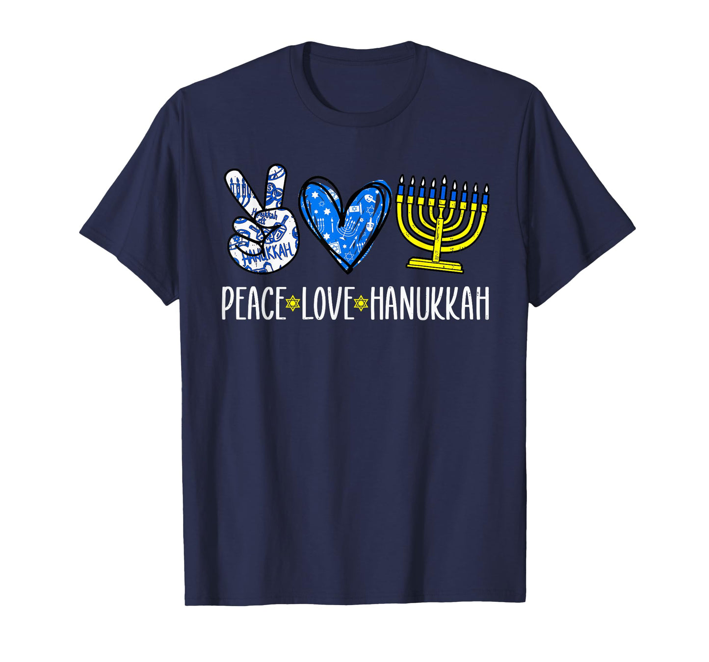 Peace Love Hanukkah Jewish Menorah Chanukah Womens Girl Kids T-Shirt