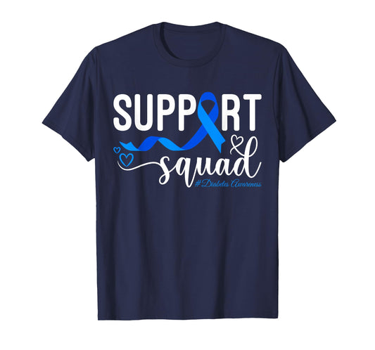 Support Squad Type 1 Diabetes Awareness T1D Blue Ribbon Gift T-Shirt
