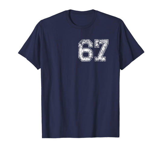 Six Seven 6 7 Cool Meme Vintage 67 Funny Number Front/Back T-Shirt