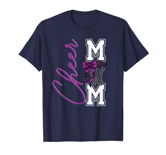 Basketball Game Cheerleading Sport Cheer Mom Mama Bow Purple T-Shirt
