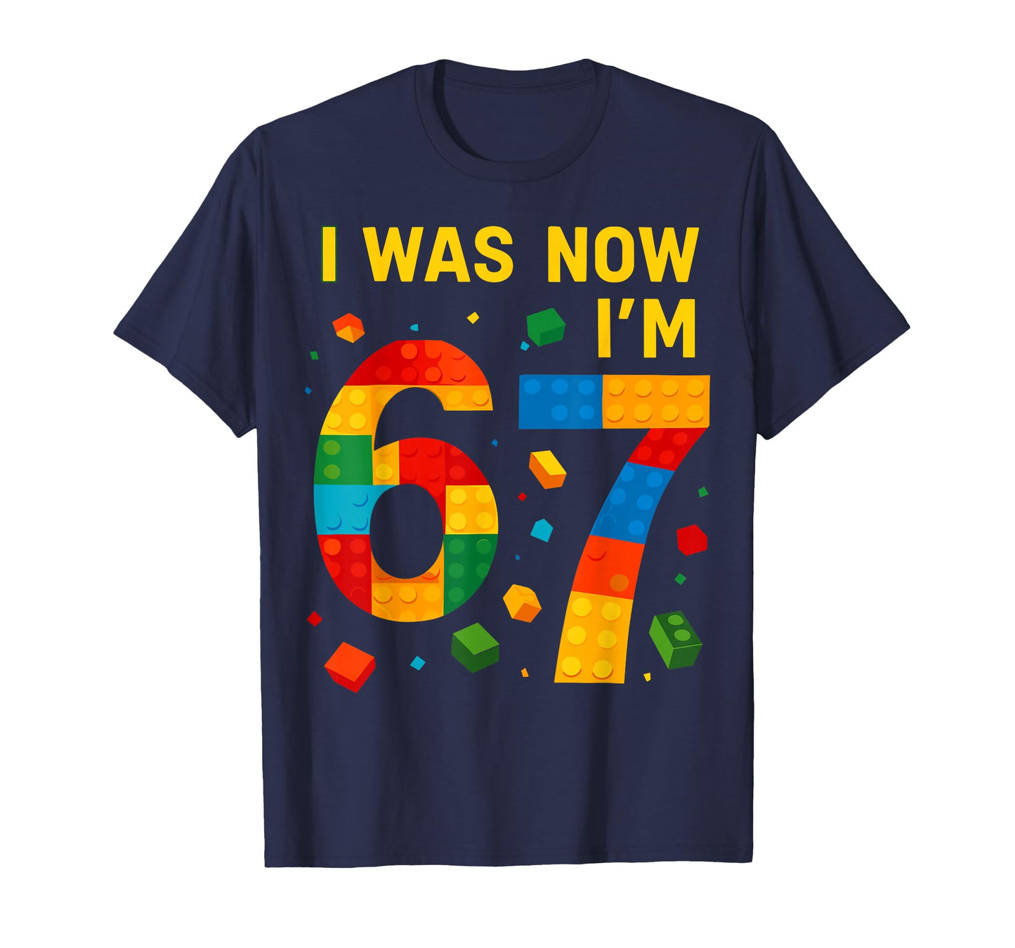 I was 6 Now I'm 7 Building Blocks 7th Birthday Kids T-Shirt