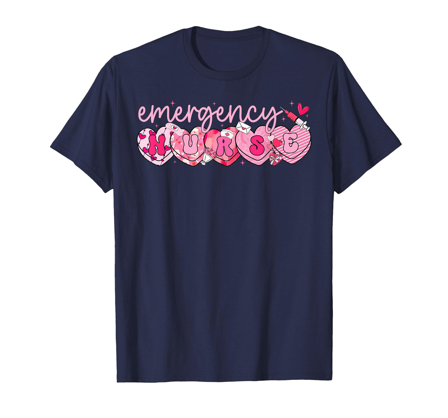 Valentine Emergency Department Nurse Hearts ER RN ED T-Shirt