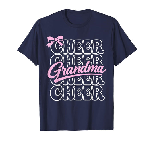 Groovy Cheer Grandma Bow Sport Cheerleader Cheerleading T-Shirt