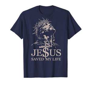 Men's Jesus Christ Saved My Life Christian Grave Religious T-Shirt