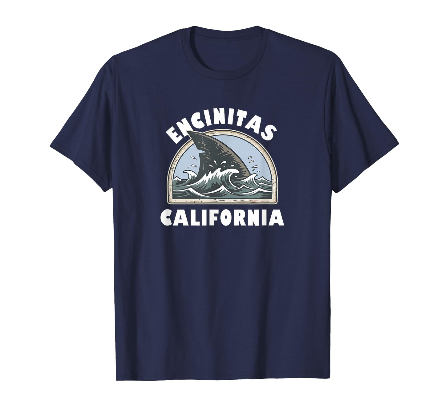 Encinitas California Swimming Shark Fin Vacation Souvenir T-Shirt