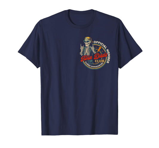 Twin Dad Club Dad of Twins Funny Skeleton Father's Day T-Shirt