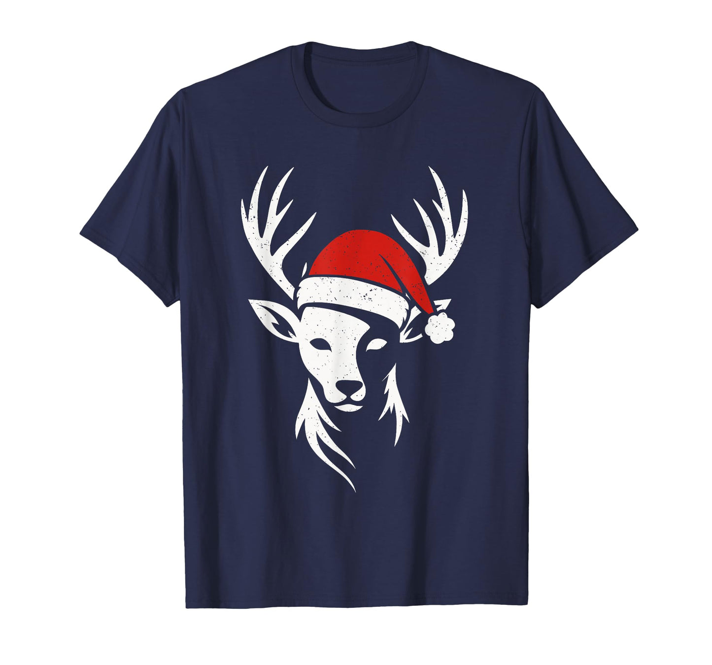 Hunting Christmas Deer Santa Hat Hunter Xmas Holiday Mens T-Shirt