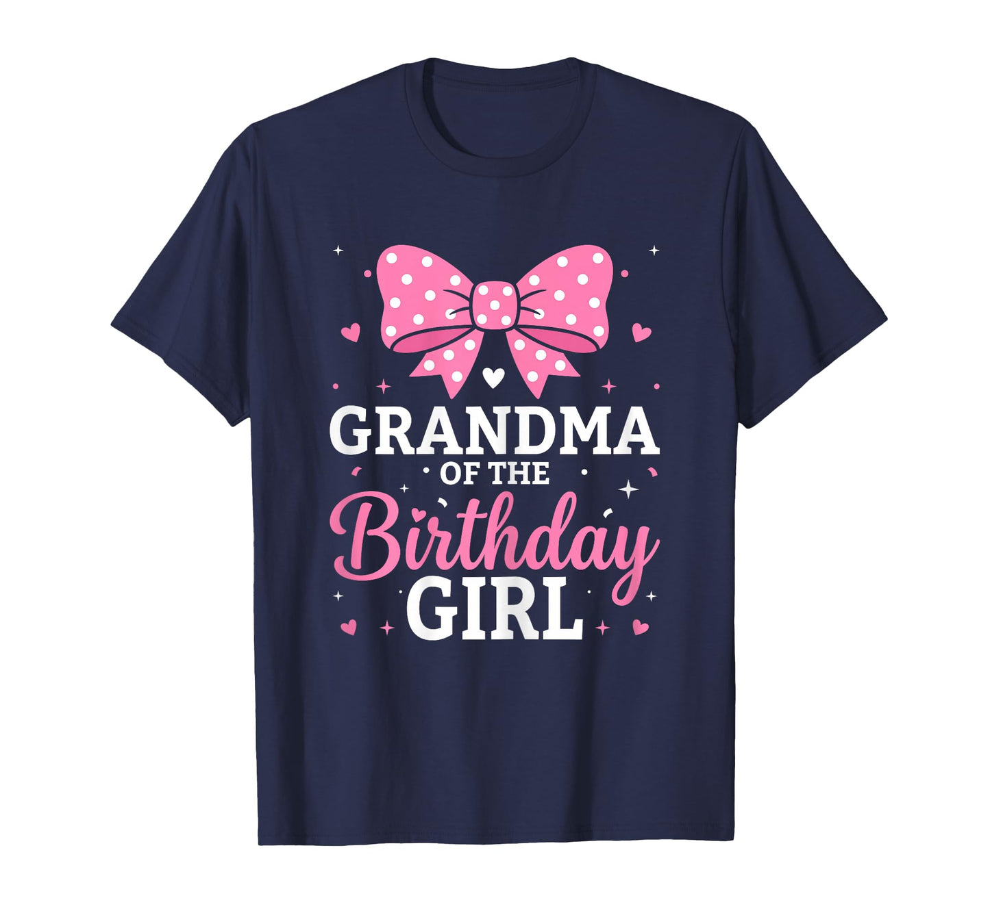 Cute Pink Bow Grandma of The Birthday Girl Grandmother T-Shirt