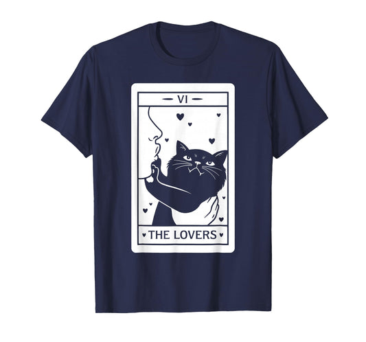 The Lovers Cat Humor Tarot Card Black Cats Lover T-Shirt