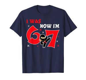 I was 6 Now I'm 7 7th Birthday Boy Kids Ninja Birthday Party T-Shirt