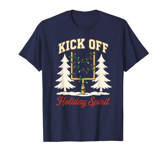 Kick Off Holiday Spirit Christmas Football T-Shirt