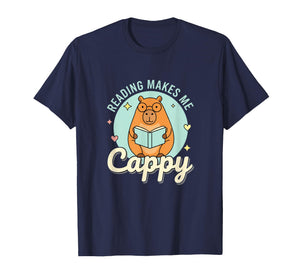 Reading Makes Me Cappy Bookworm Funny Capybara Book Reading T-Shirt