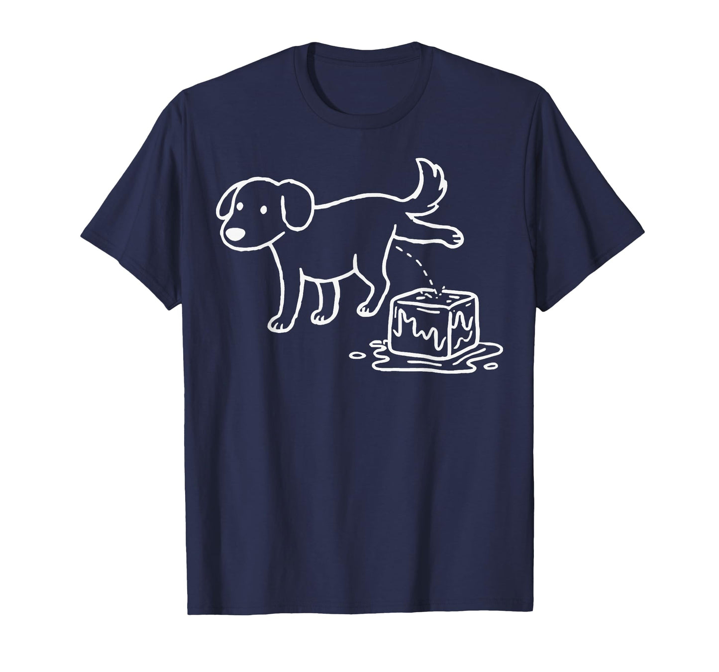 Funny Peeing Dog on Ice Cubes T-Shirt